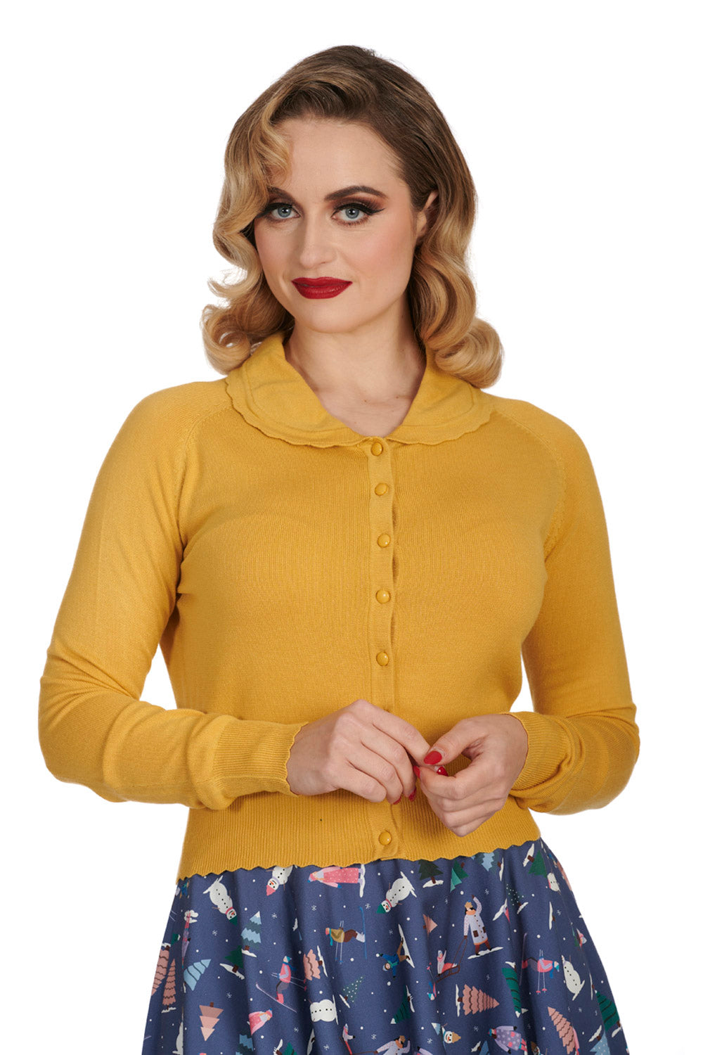 Banned Retro – Trudy Cardigan en jaune moutarde – mainstreet
