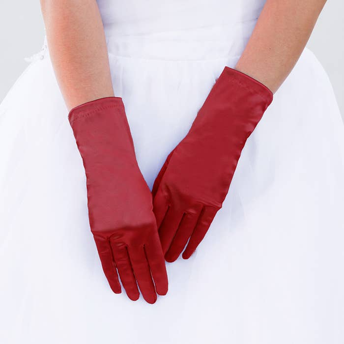 kurze Satin-Handschuhe burgundy – mainstreet Vintage Shop