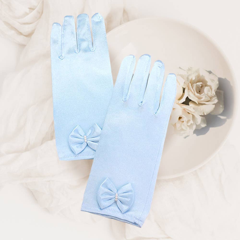 schleif handschuhe kurze Satin-Handschuhe mit Schleife hellblau – mainstreet Vintage Shop