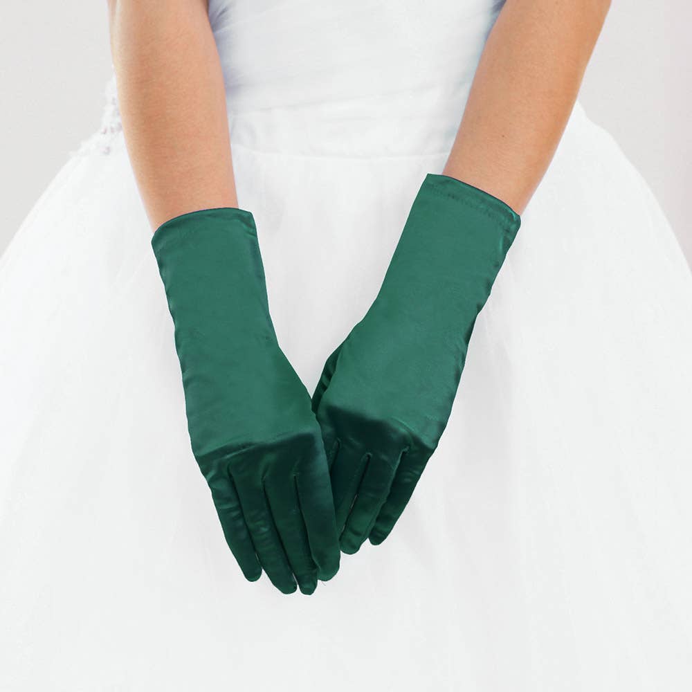 kurze Satin-Handschuhe bottle green – mainstreet Vintage Shop