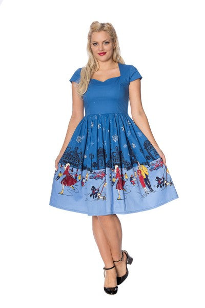 Banned Retro - Paris in Winter Fit and Flare Dress  mainstreet Vintage Shop
