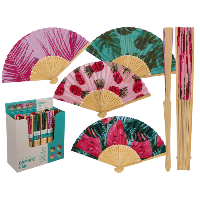 Bambusfächer Tropical, verschiedene Motive – mainstreet Vintage Shop