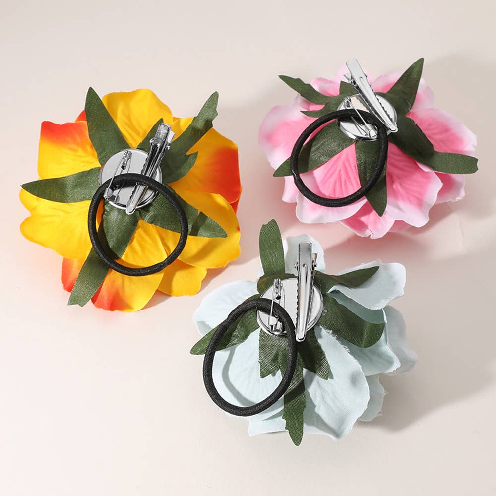 Haarclip, Haargummi, Brosche Rose rot