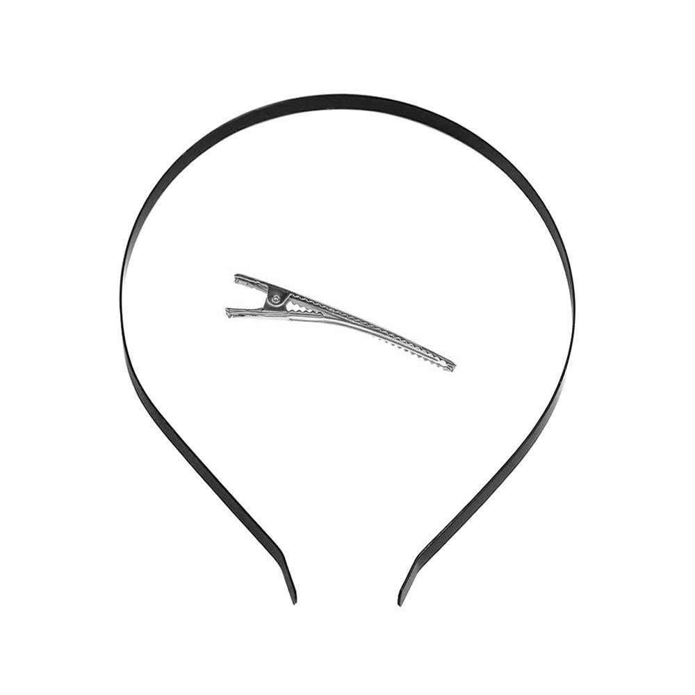 Mesh-Blumen-Fascinator schwarz