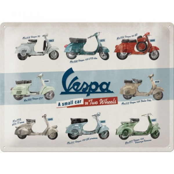 Plaque en métal 30 x 40cm - Vespa - Tableau des modèles