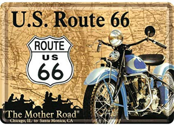 Blechpostkaart - Route 66 Kaart