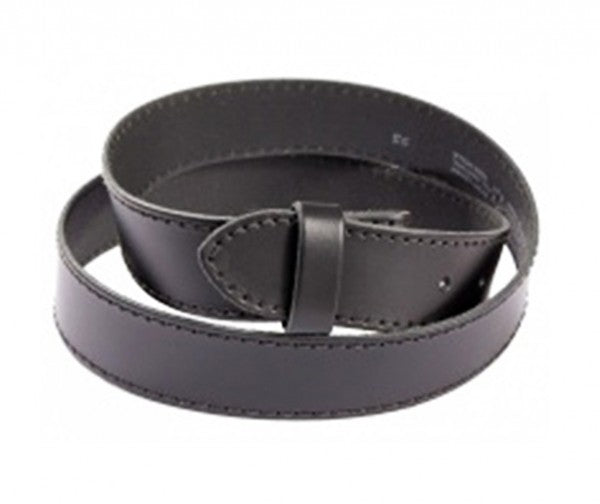 Leather belt black without buckle - various lengths