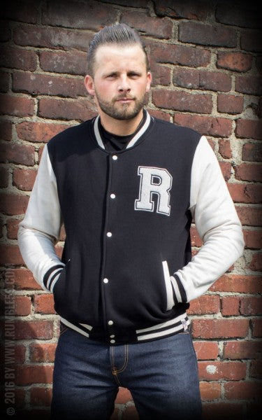 Rumble59 - Veste de collège pour homme en noir / blanc cassé