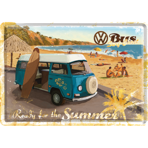 Blechschild 30 x 40cm - VW Bulli - Klaar voor de Zomer