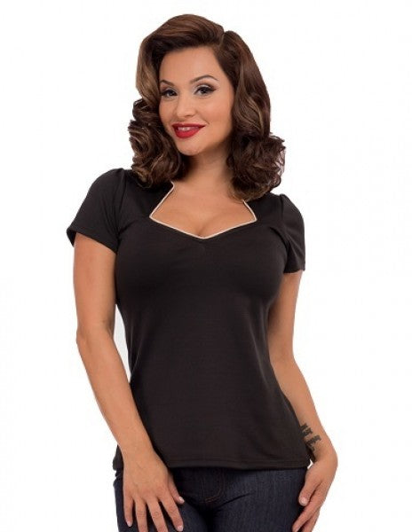 Steady - Piped Sophia Top in black