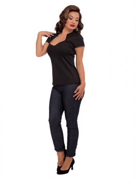 Steady - Piped Sophia Top in black