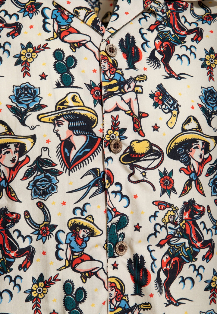 King Kerosin - Hawaiihemd Cowgirl offwhite