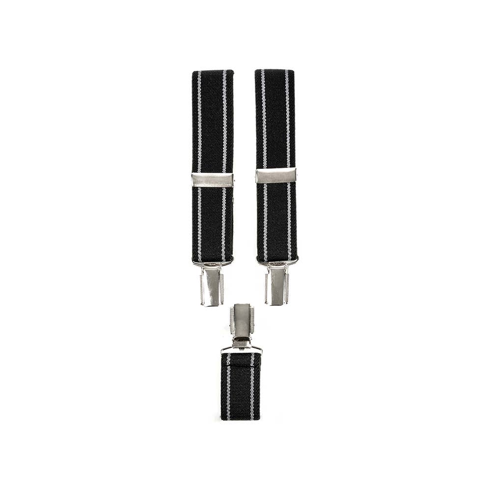 Valtico - striped suspenders with clips, black