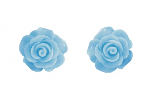 Collectif - Boucles d'oreilles English Rose Studs Bleu clair