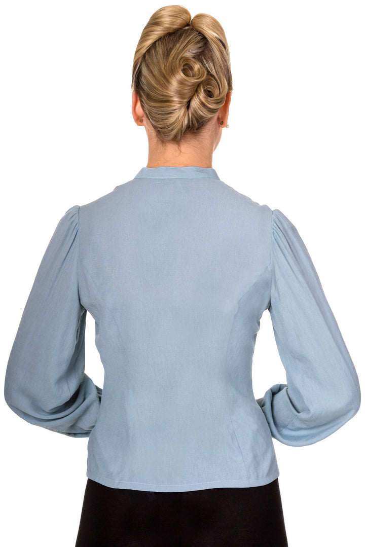 Banned Retro – Bright Side Bluse in antikblau