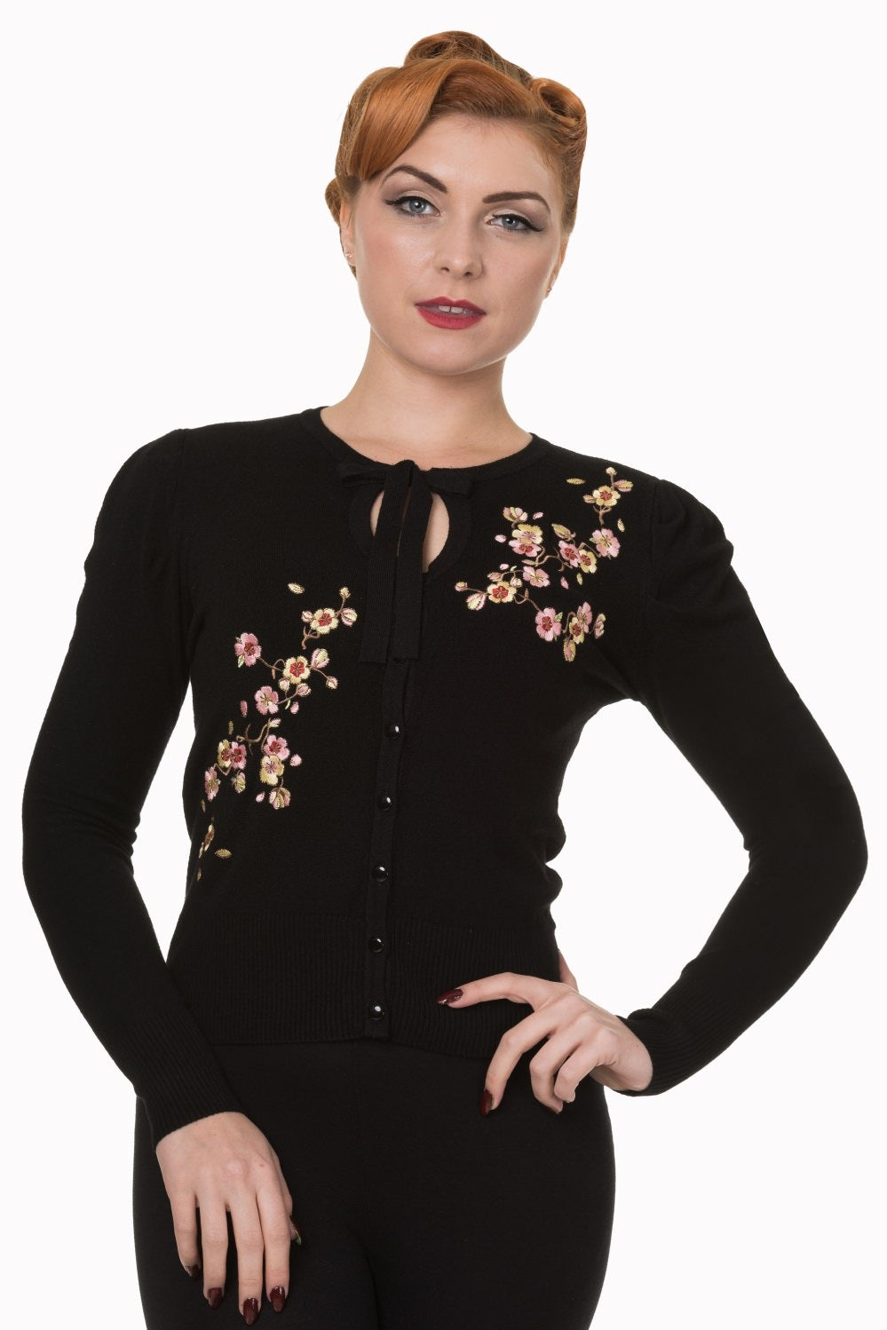 Banned Retro - Last Dance Cropped Cardigan in schwarz