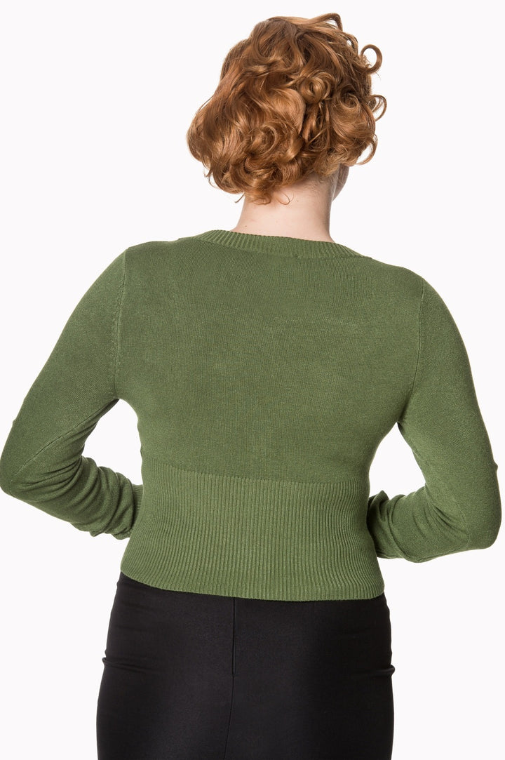 Banned Retro – Lets go Dancing Cardigan in forest green