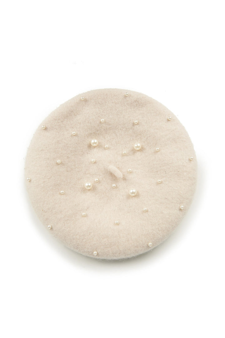 Banned Retro - weiße Perlen Baskenmütze