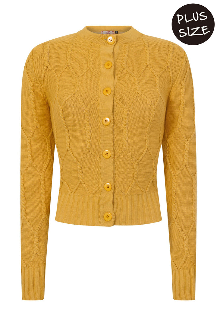 Banned Retro – April Shortsleeve Cardigan in mustard yellow