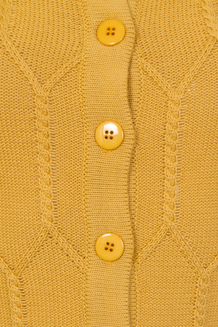 Banned Retro – April Shortsleeve Cardigan in mustard yellow