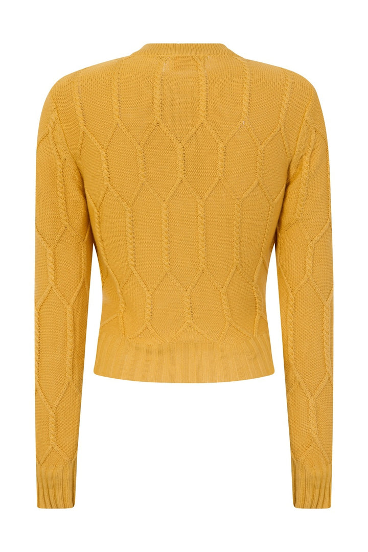 Banned Retro – April Shortsleeve Cardigan in mustard yellow