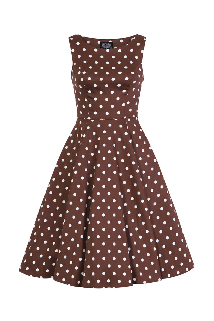 Hearts & Roses - Cindy Polka Dot Swing Dress brown