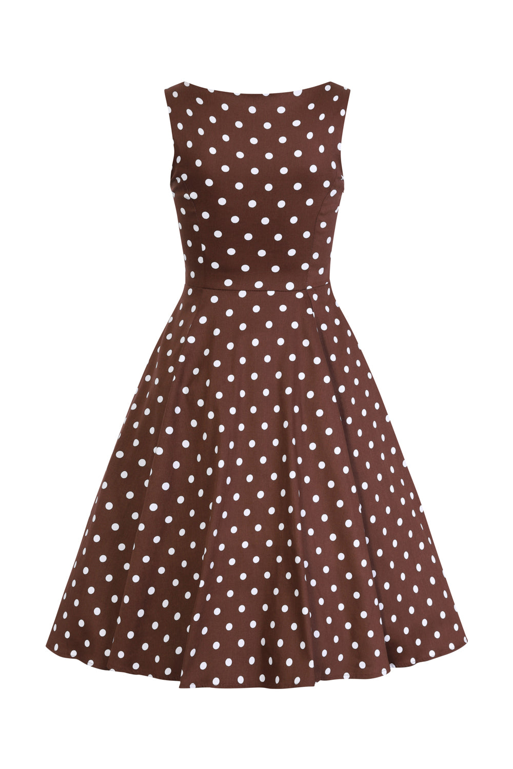 Hearts & Roses - Cindy Polka Dot Swing Dress brown