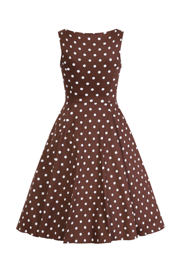 Hearts & Roses - Cindy Polka Dot Swing Dress brown