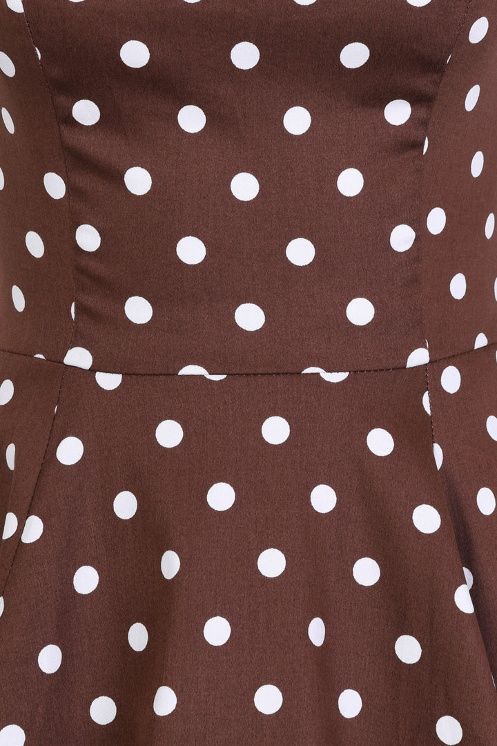 Hearts & Roses - Cindy Polka Dot Swing Dress brown