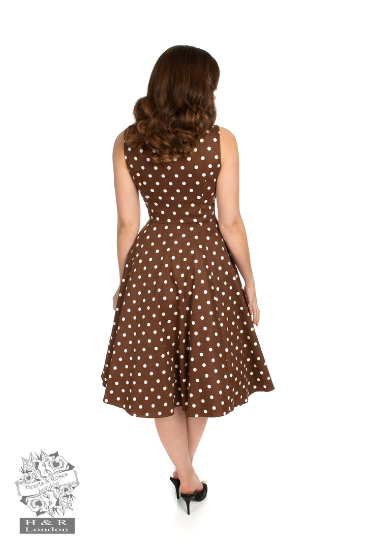 Hearts & Roses - Cindy Polka Dot Swing Dress brown