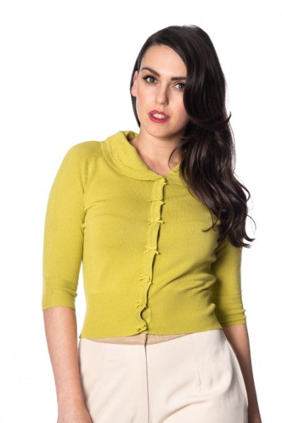 Banned Retro – April Shortsleeve Cardigan in lime green