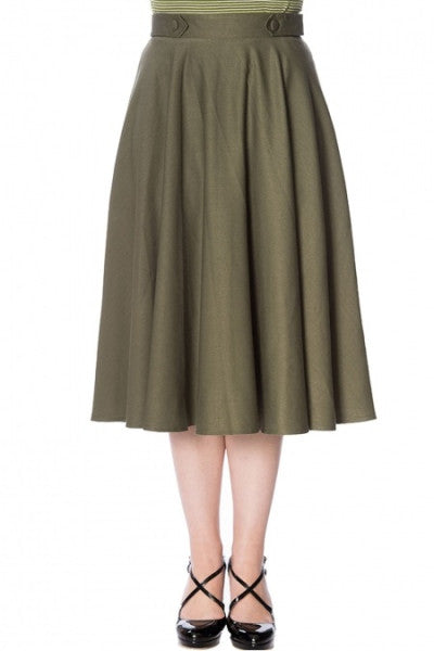 Banned Retro - Di Di Swing Skirt in green