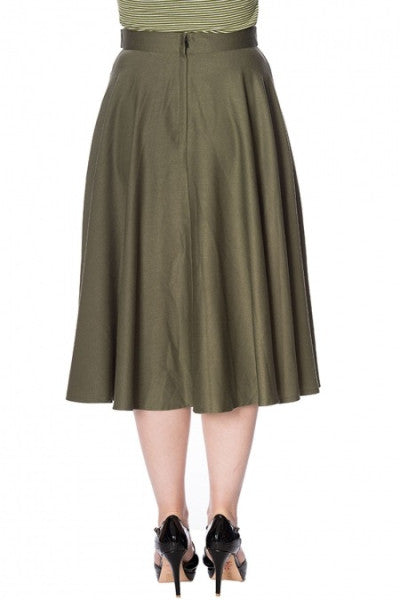 Banned Retro - Di Di Swing Skirt in green