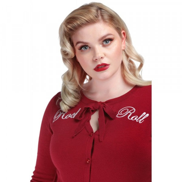 Collectif Womenswear - Charlene Rock Roll Cardigan in red