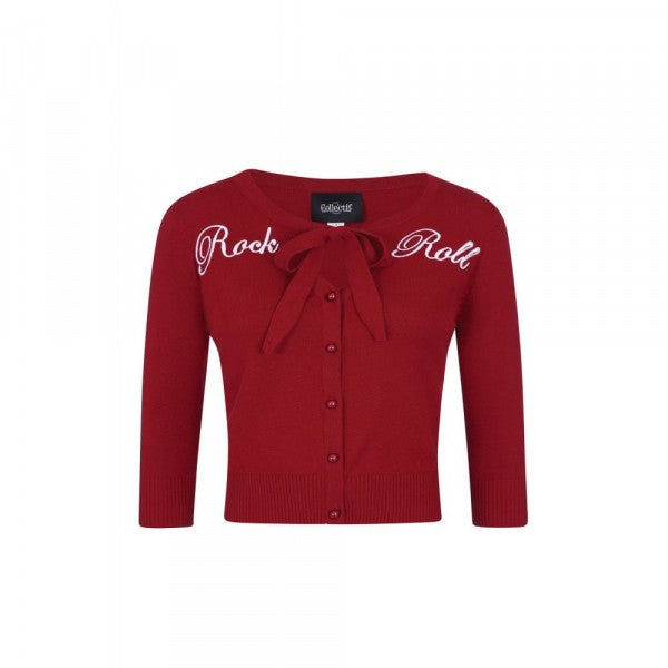 Collectif Womenswear - Charlene Rock Roll Cardigan in rot