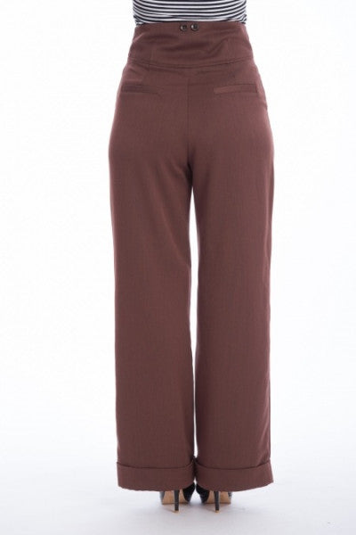 Banned Retro - Girl Boss Trousers in braun