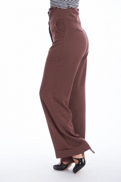 Banned Retro - Girl Boss Trousers in brown