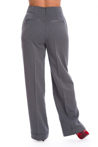 Banned Retro - Pantaloni Button Trouser Avventure Avanti in grigio