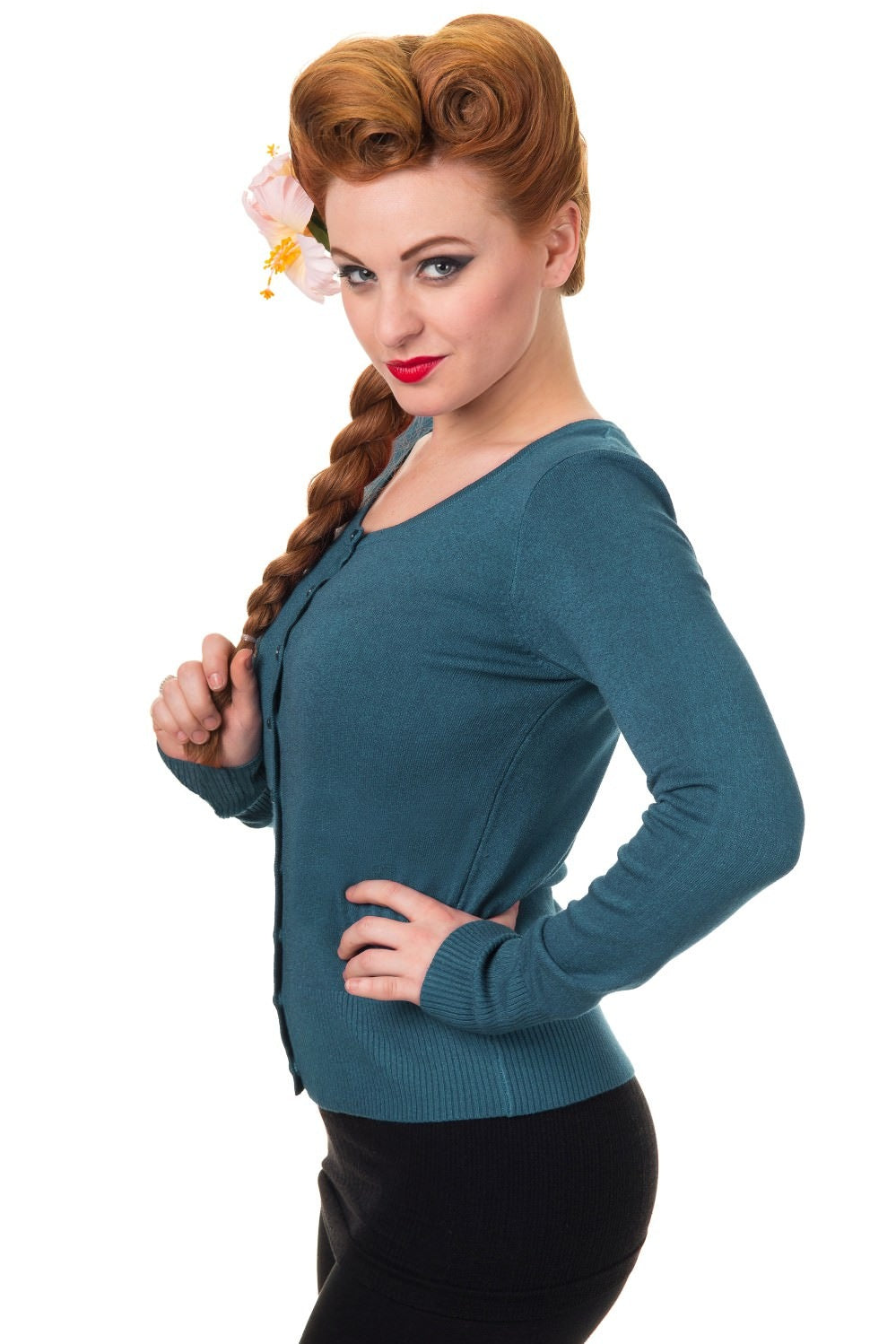 Banned Retro - Dolly Cardi in wijnrood