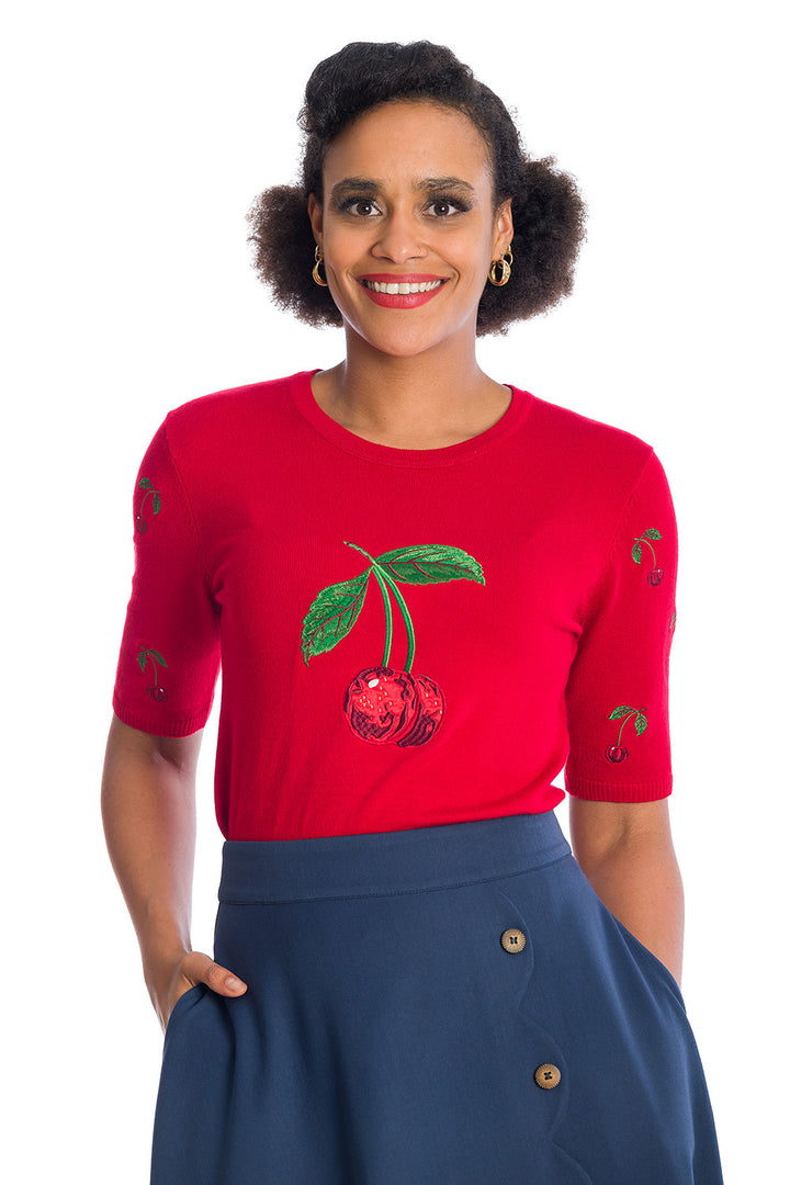 Banned Retro - Red Sweet Cherry Jumper