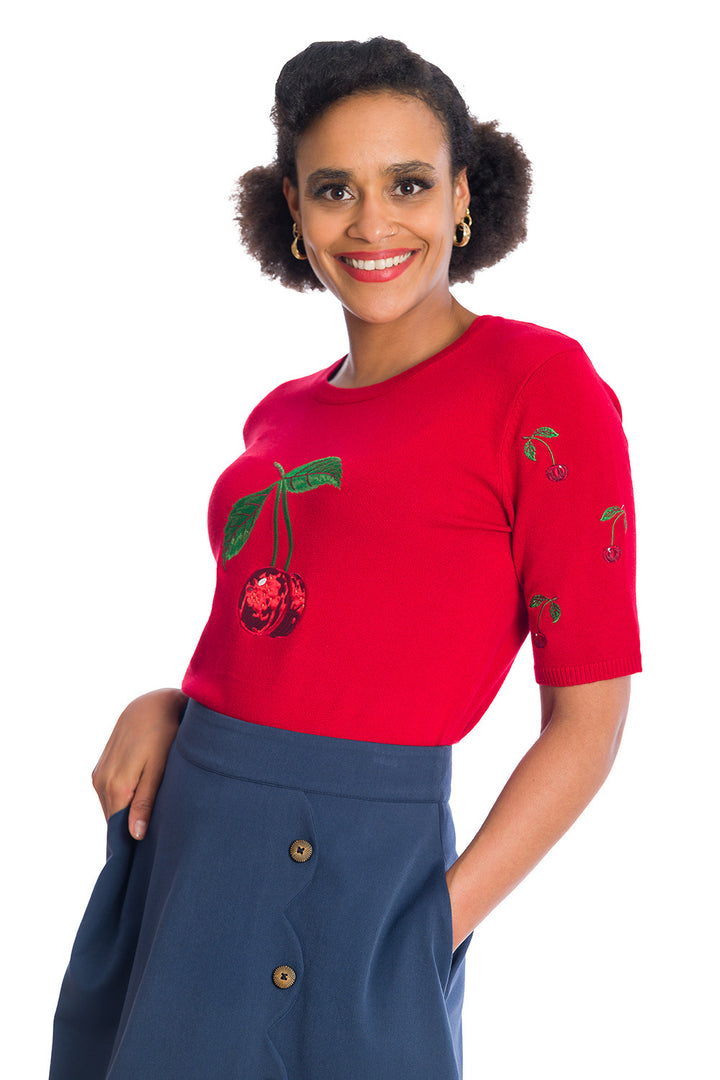 Banned Retro - Red Sweet Cherry Jumper