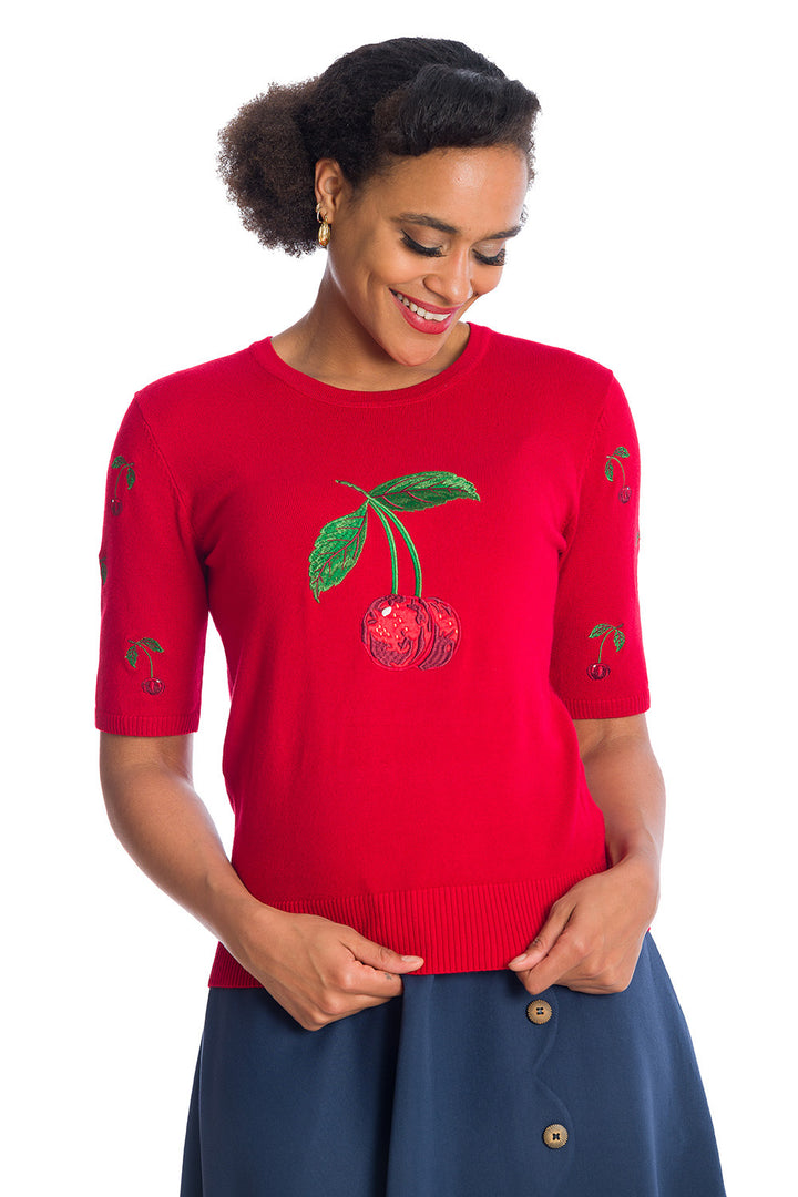 Banned Retro - Red Sweet Cherry Jumper