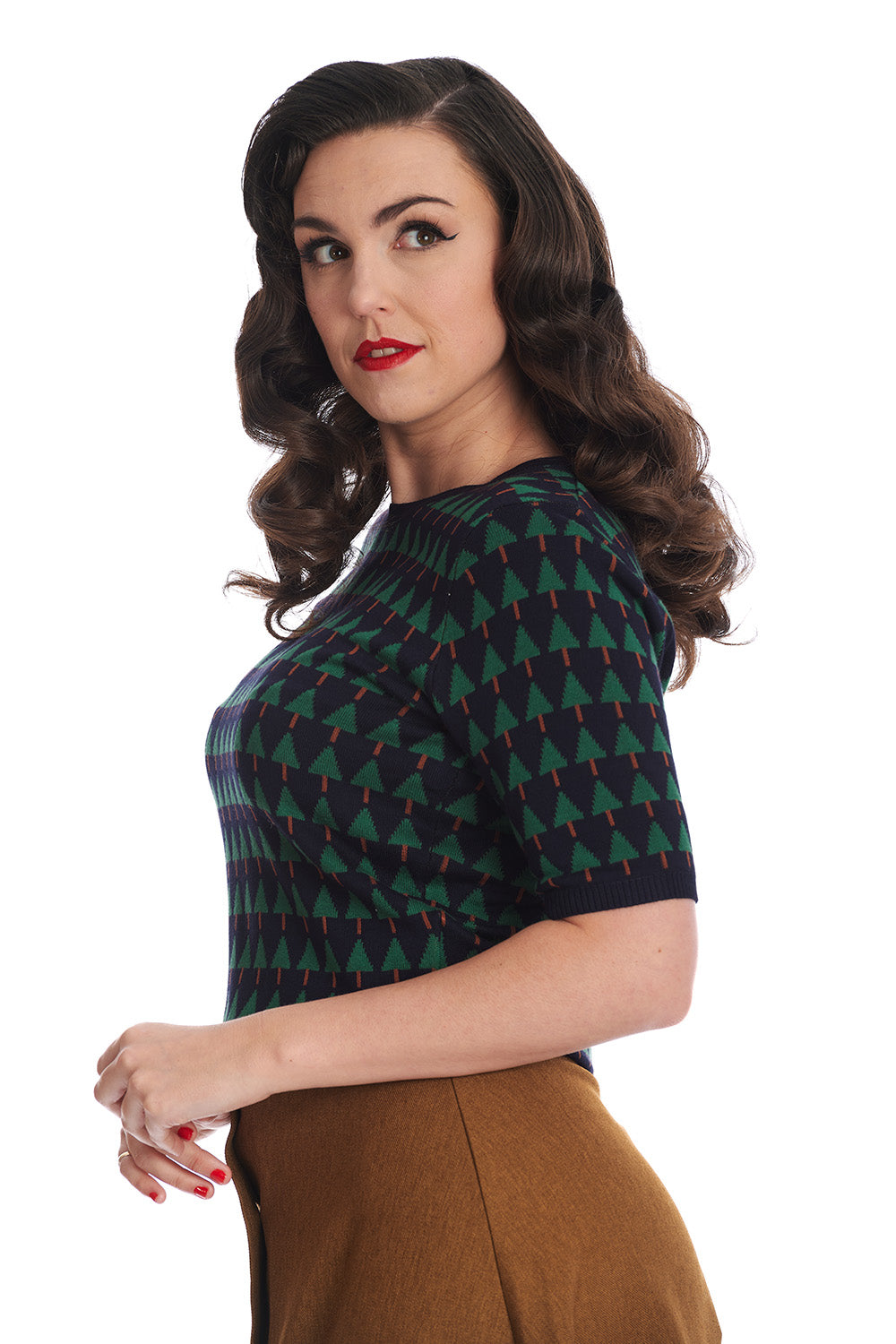 Banned Retro - Merry Holiday Tree Jumper navy