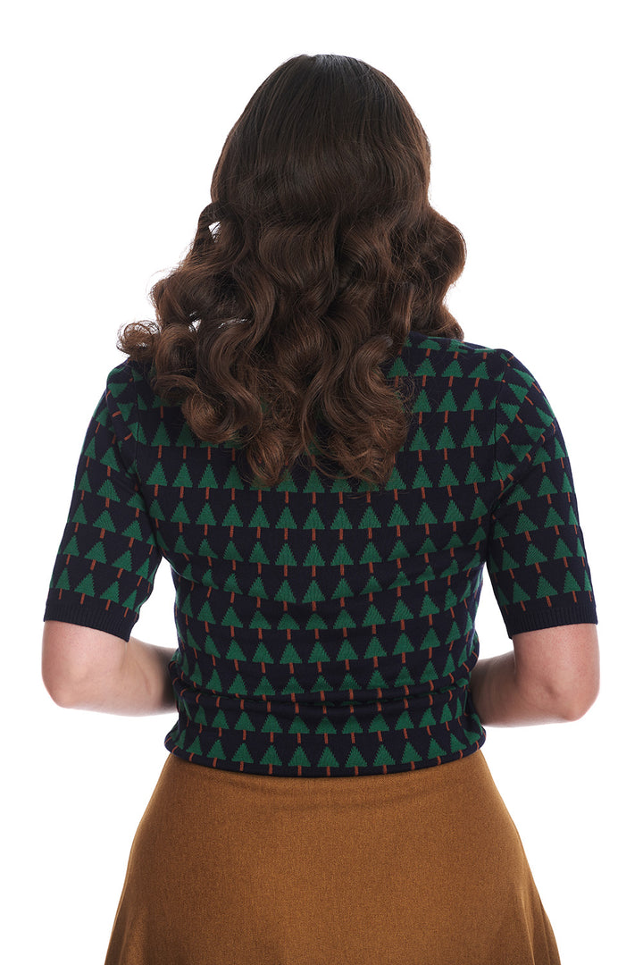 Banned Retro - Merry Holiday Tree Jumper navy