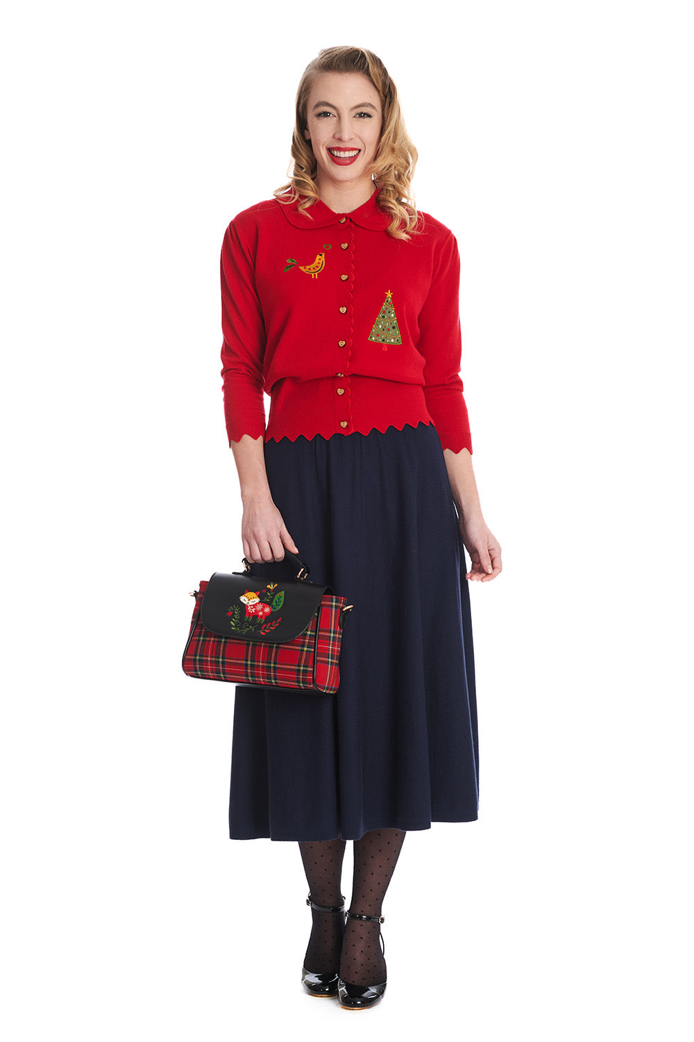 Banned Retro - Scandi Holiday Cardigan red