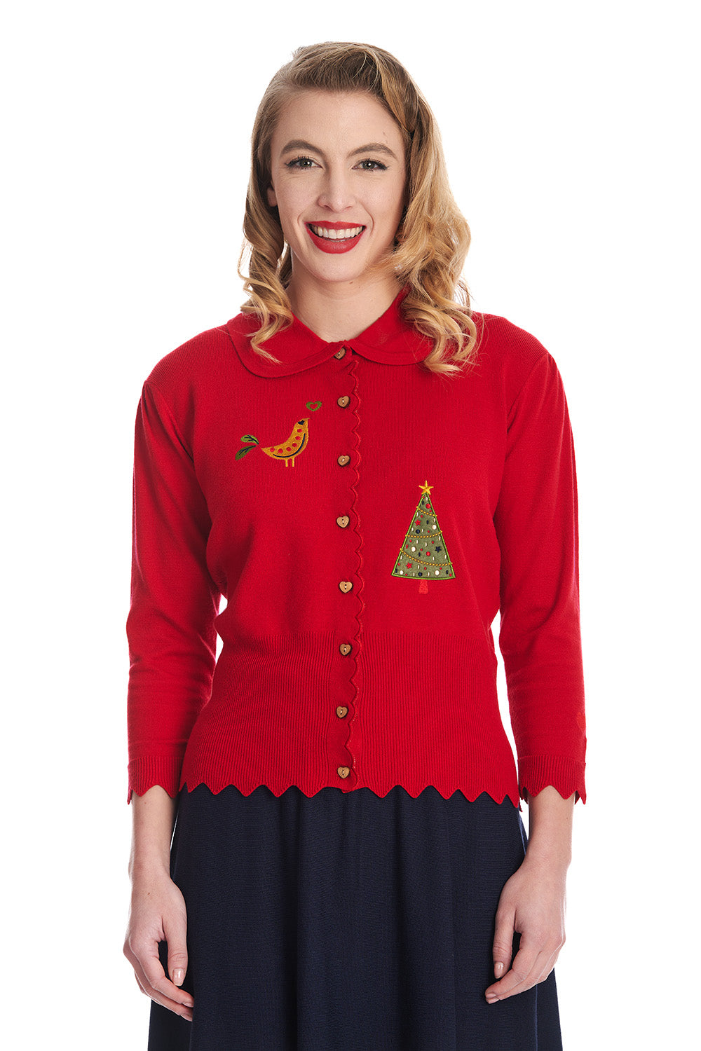 Banned Retro - Scandi Holiday Cardigan red