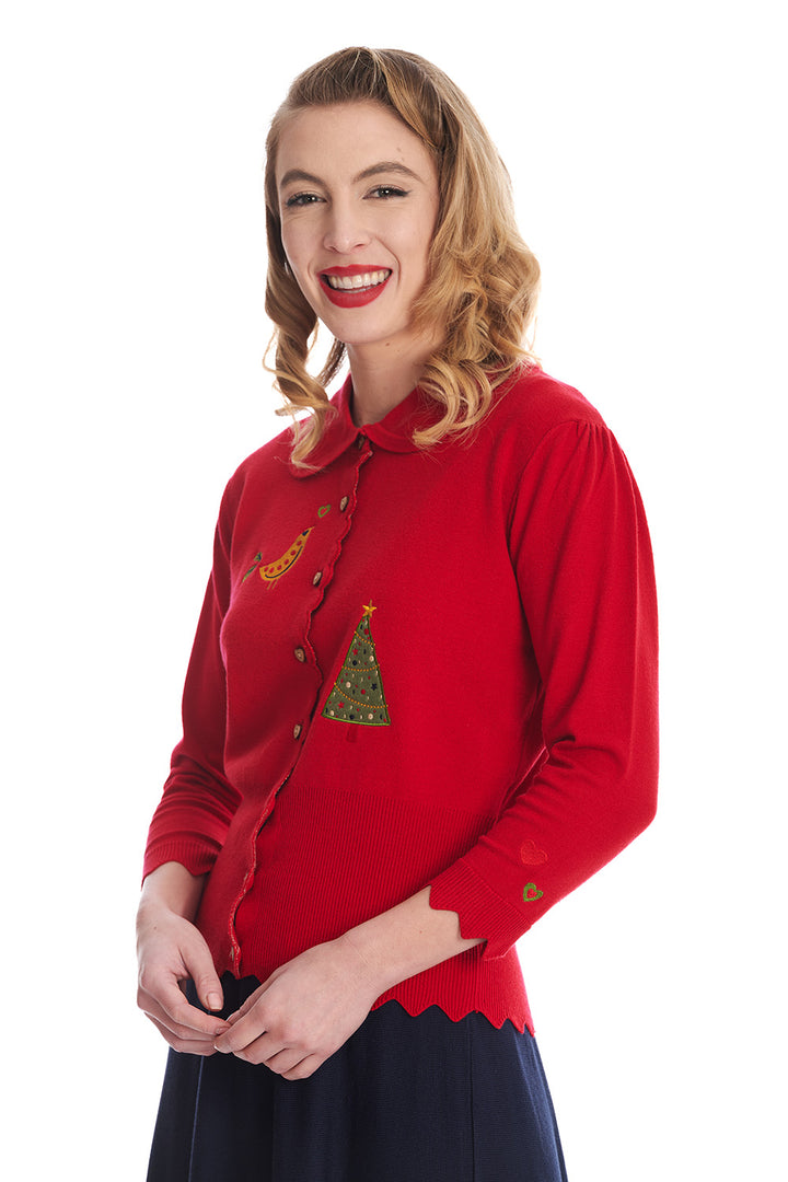 Banned Retro - Scandi Holiday Cardigan red