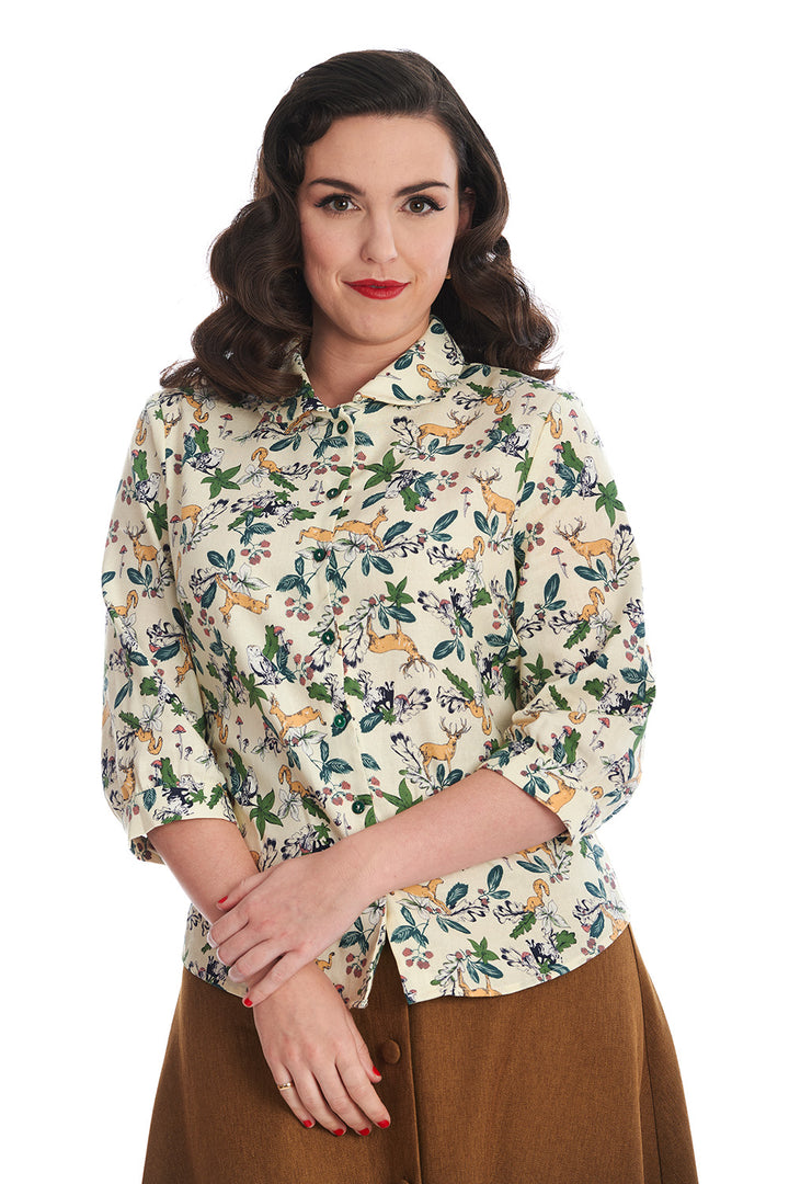 Banned Retro – Woodland Deer Bluse