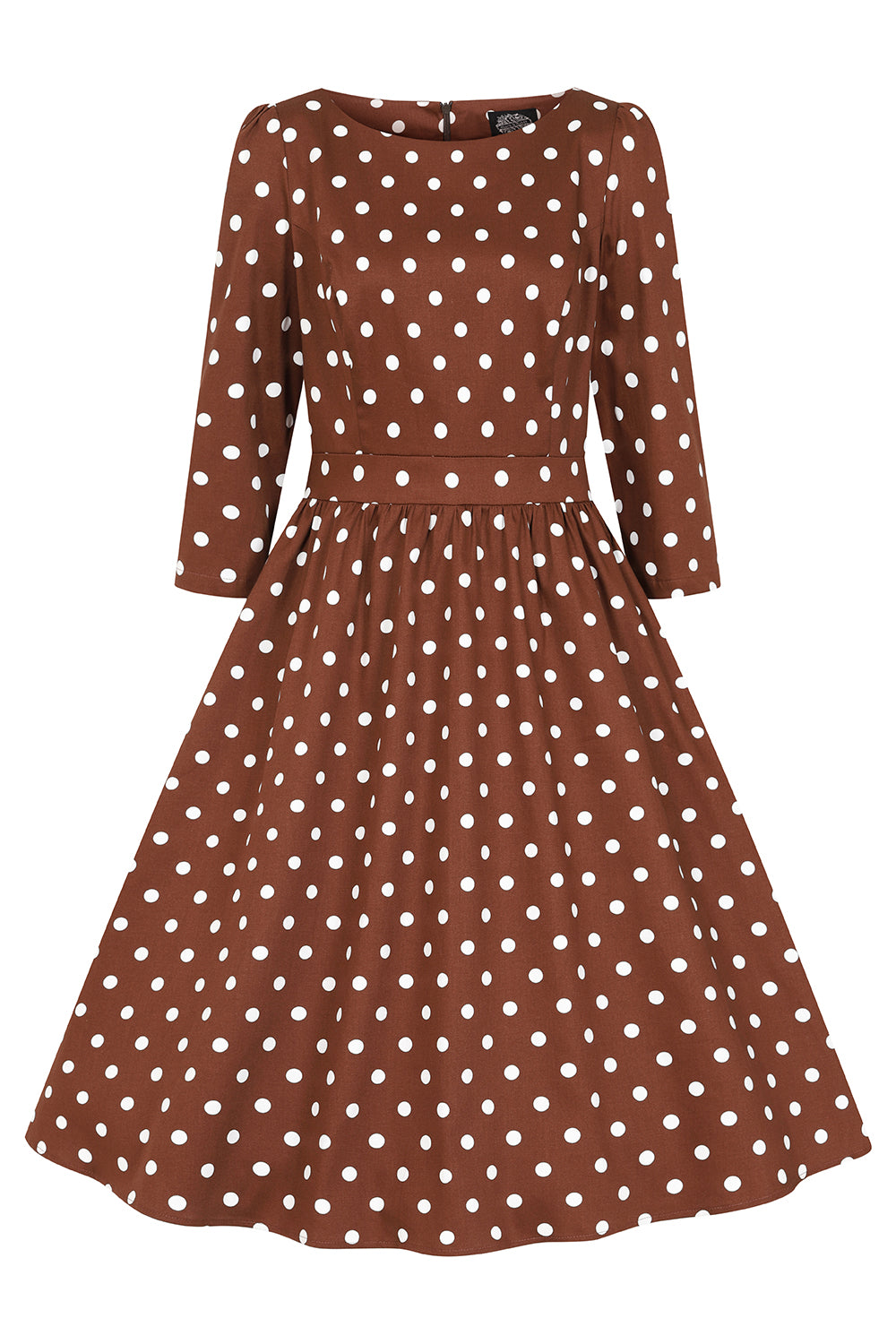 Hearts & Roses - Milana Polka Dot Swing Dress brown