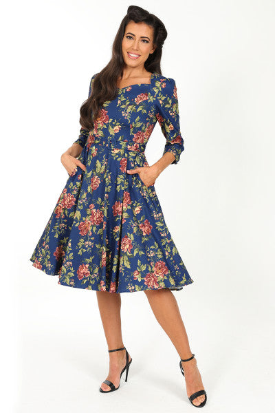 Hearts & Roses - Rivier Bloemen Swing Jurk